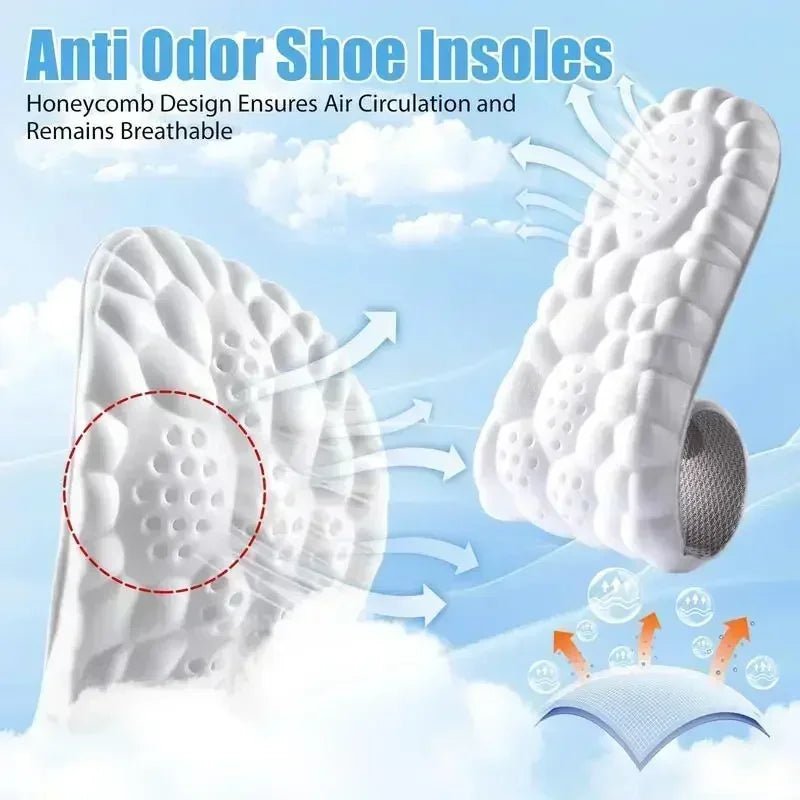 4D Cloud Air Cushion Insoles: Memory Foam Comfort + Acupressure Massage, Sweat-Absorbent Design - OrthoKnee